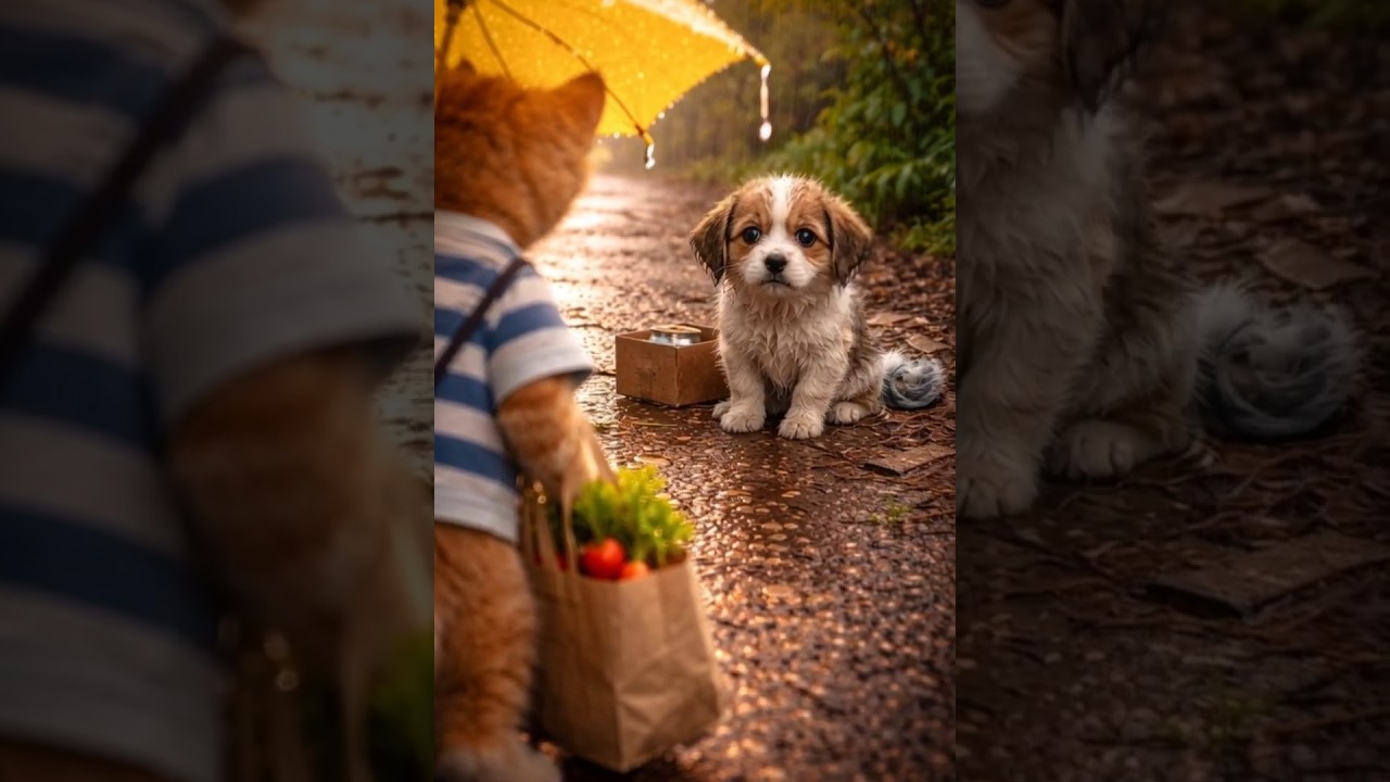 This kind cat rescued a puppy 🥺🐶 