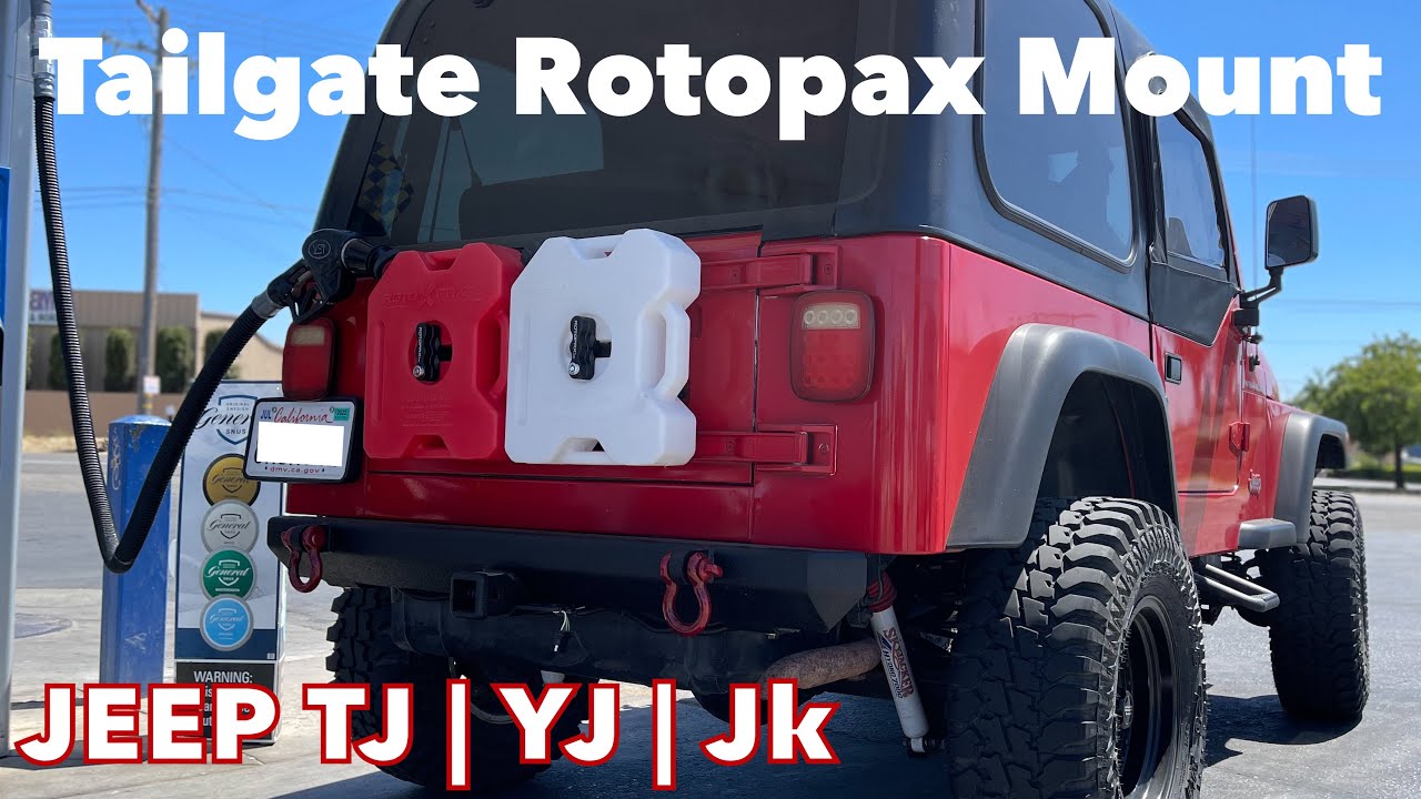 Jeep Tj Wrangler - DIY Rotopax Tailgate Mount & REAR TIRE DELETE - YouTube