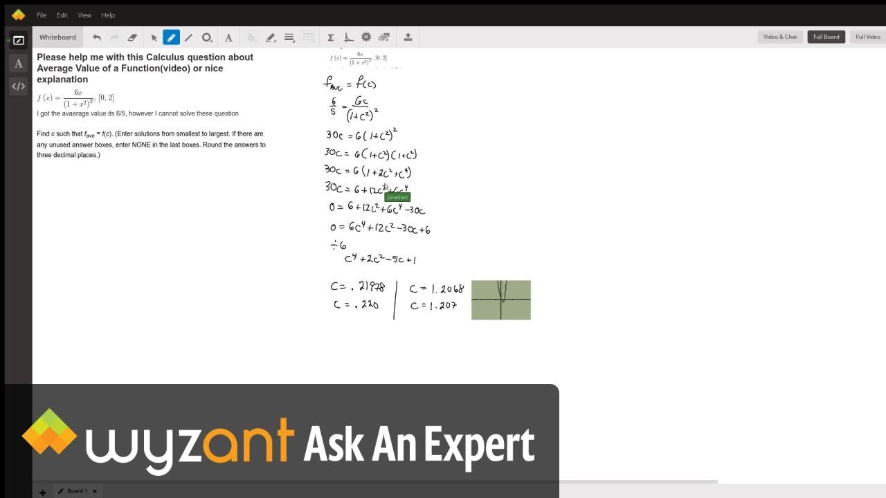 Please Help Me With This Calculus Question About Average Value Of A Function Video Or Nice Explanation Wyzant Ask An Expert