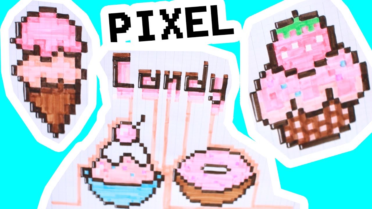 how to draw pixel candy  eis donut cupcake malen  foxy