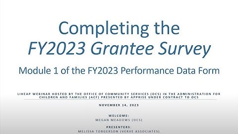 Completing the FY 2023 Performance Data Form – Module 1 (Grantee Survey)