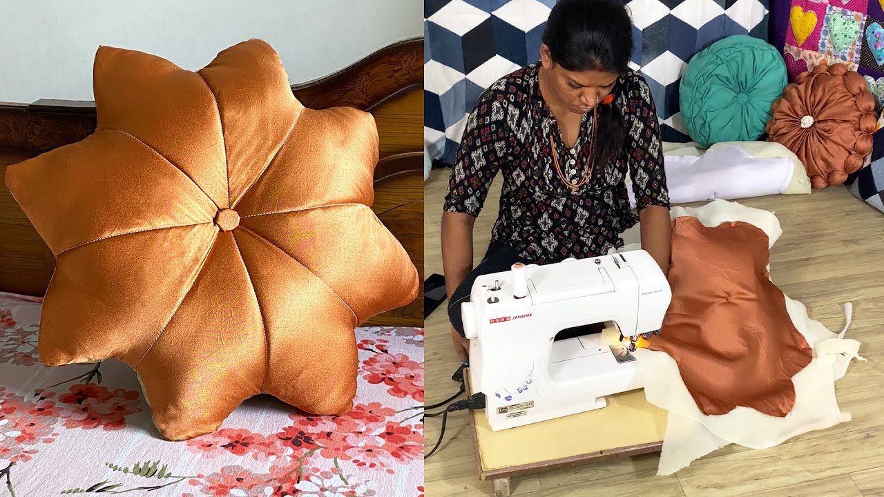 How to make flower shape cushion || pillow cover making - YouTube