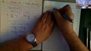 Math 151   Mon 14th March   Final Exam Review