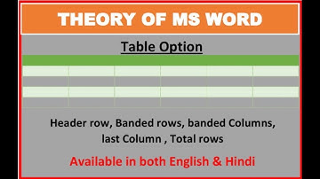 table option in word | header row | banded rows | first column | last column | banded columns | Word