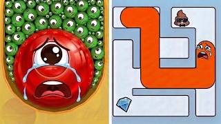 Hungry Balls Vs Save The Fish Max Level SpeedRun Gameplay Pull Pin Up Puzzle Double Guide! screenshot 1