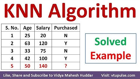 KNN | K Nearest Neighbour Algorithm | KNN Solved Example in Machine Learning by Vidya Mahesh Huddar