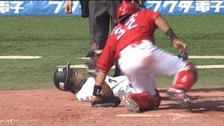 【プロ野球パ】天谷が肩で魅せた!白濱もナイスブロック 2014/06/14 M-C