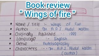 Book review of book  Wings of fire .How to write book review  Wings of fire