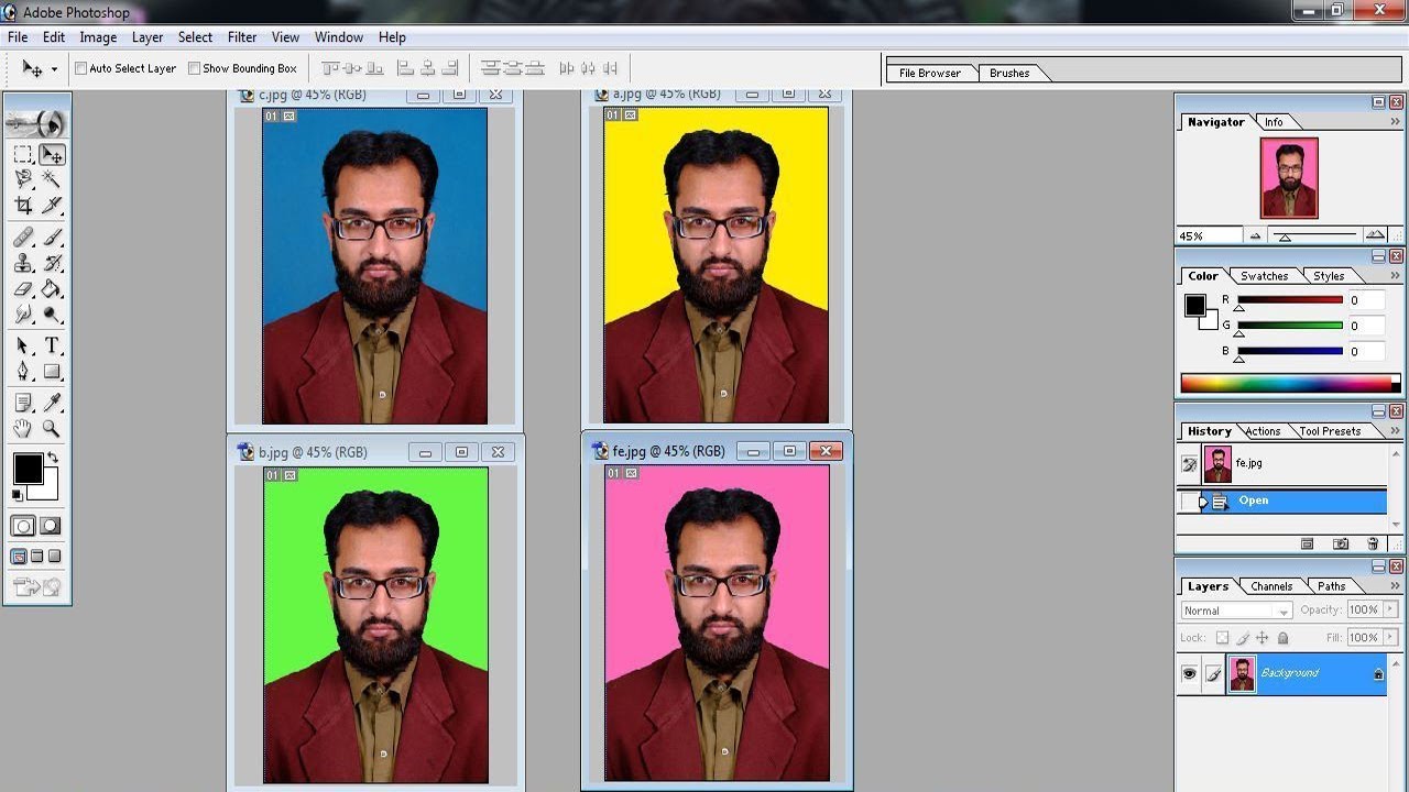 How to change background color of passport size photo in adobe photoshop   - YouTube