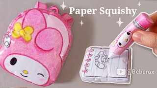 Paper Diy  My Melody School Bag | Squishy | Tutorial | ASMR