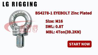 LGRIG® Break Test M16 BS4278-1 EYEBOLT Zinc Plated