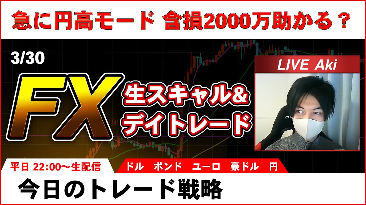 3 30fxライブ 一転円高モード 含損00万どうなる 耐え配信 ドル円 ポンド ユーロ 豪ドル Aki Youtube