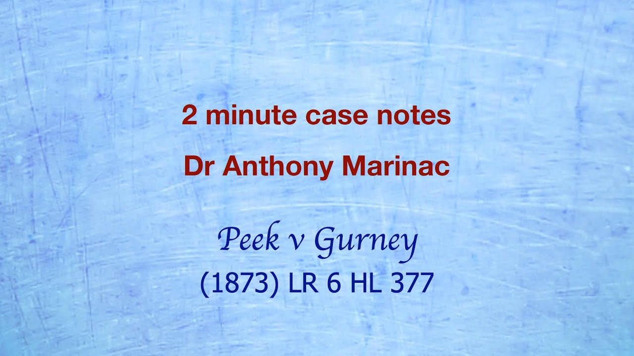 Peek V Gurney Tort Of Deceit YouTube peek-v-gurney-tort-of-deceit-youtube