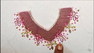 How to stittch Net material in back neck || V shape network || useful for beginners .