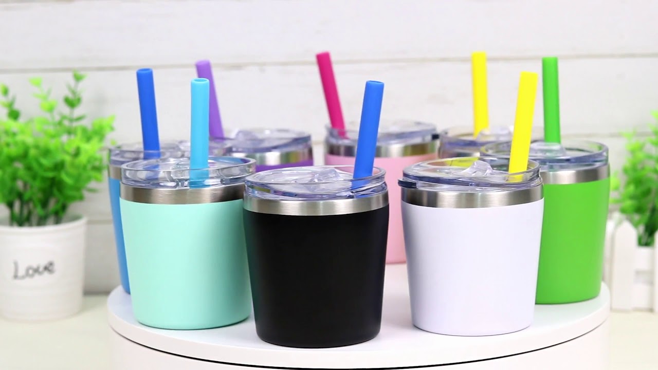 Colorful PoPo Cute Stainless Steel kids cup Straw Cups for