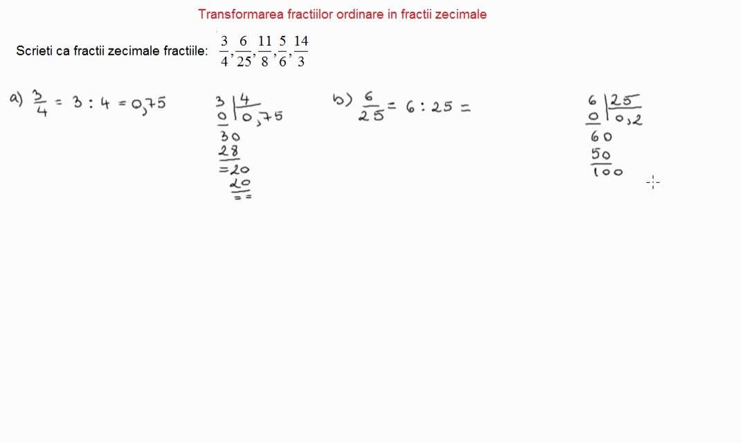 Transformarea Fractiilor Ordinare In Fractii Zecimale 5c55 Wmv