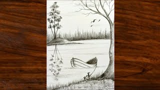 How to sketch easy scenery for beginners | Scenery Sketch with charcoal pencil