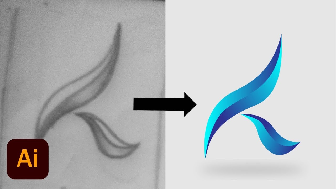 Tutorial cara membuat logo huruf dari sketsa. Adobe Illustrator - YouTube