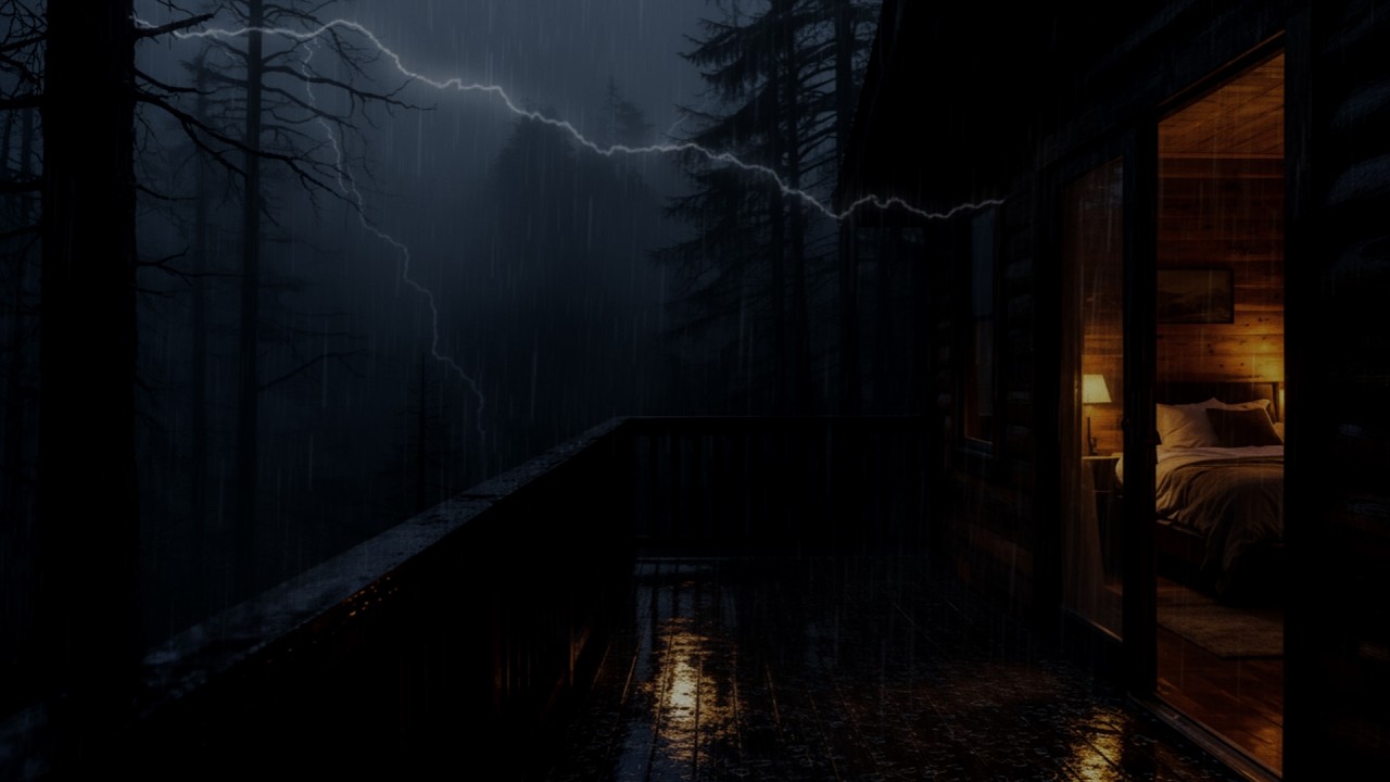 Cozy Cabin Rainy Night – Heavy Rain & Soft Thunder Sounds for Deep ...