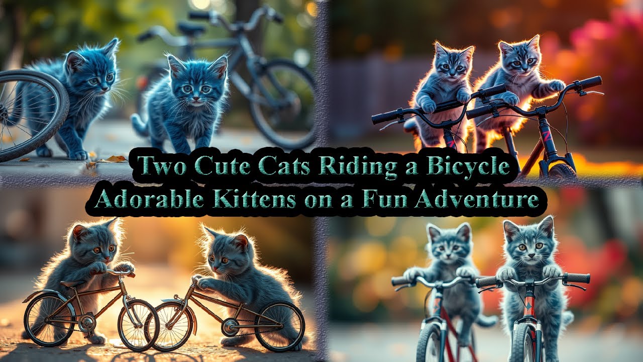 Two Cute Cats Riding a Bicycle 🚲🐱🐱 Adorable Kittens on a Fun #cat # ...