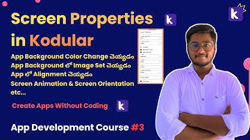 App Screen Properties in Kodular in Telugu | Create First App in Kodular without Coding #kodular