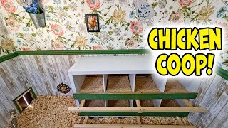 Inside the chicken coop, decor is done!