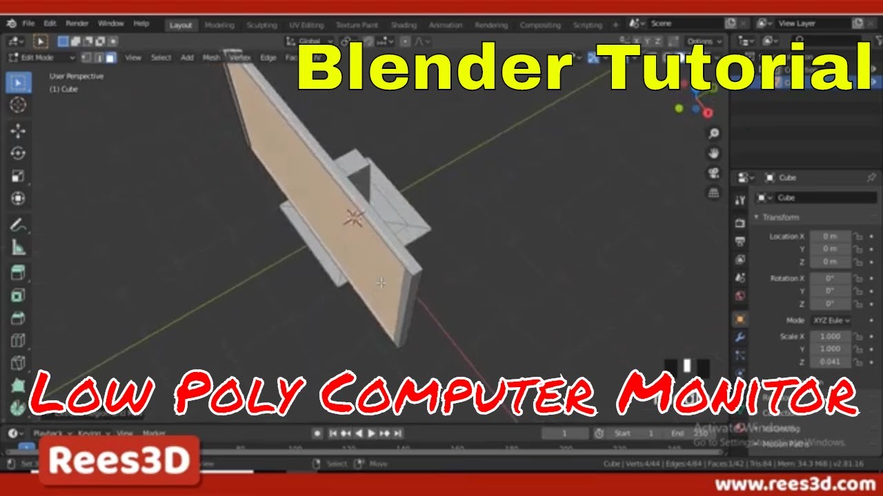 Blender Tutorial: Modeling a Low Poly Monitor - YouTube