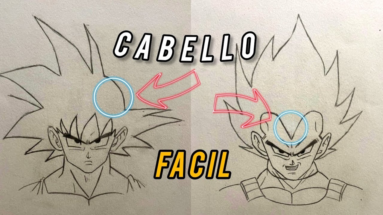 como dibujar el CABELLO de GOKU y VEGETA [de manera SUPER FACIL] estilo ...