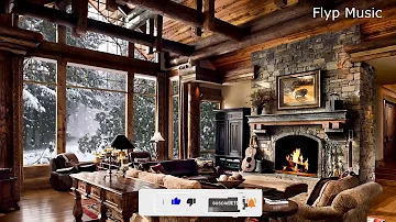 Christmas music with fireplace and falling snow l Flyp Music