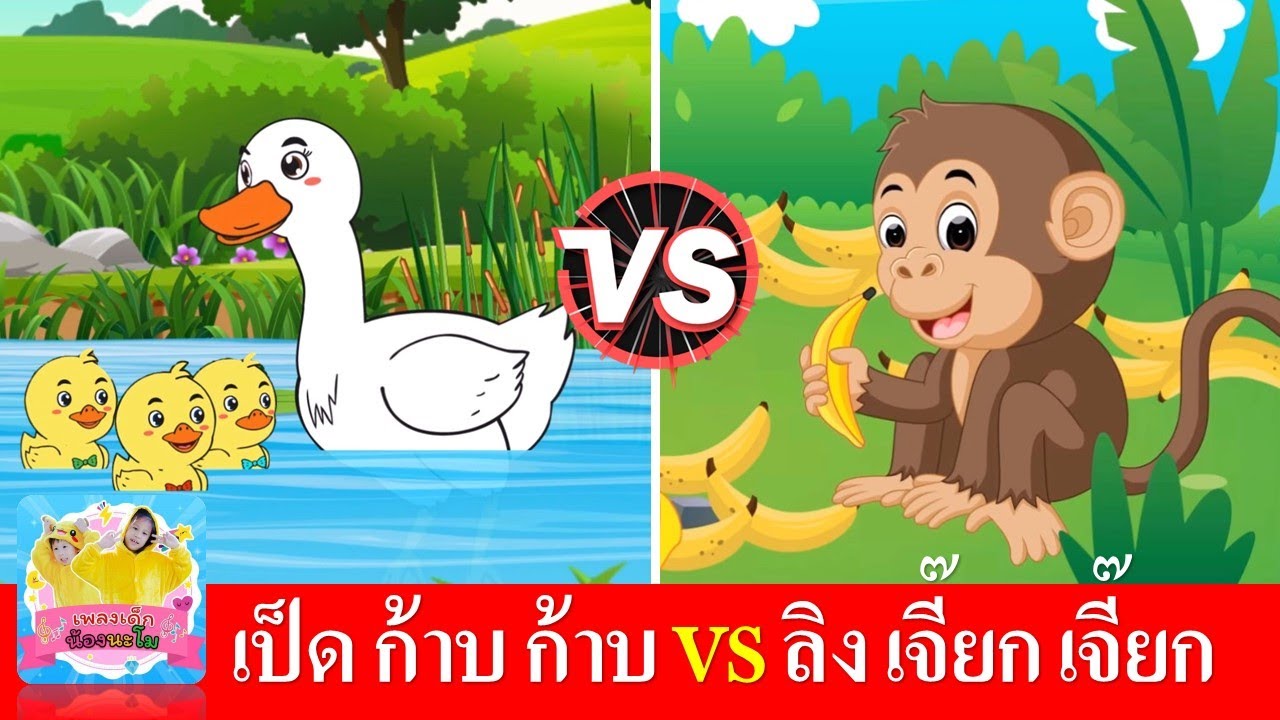 เพลงเป็ด vs เพลงลิง | เพลงเด็กในตำนานเรียนรู้เรื่องสัตว์ | เป็ดอาบน้ำในคลอง | ลิงเจี๊ยกเจี๊ยก