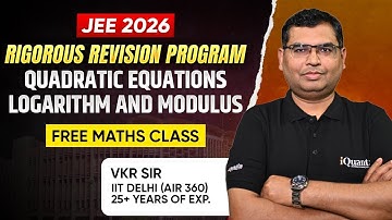 Quadratic Equation , Logarithm & Modulus : JEE 2026 || RRP MATHS FREE Class LIVE || Premium Session