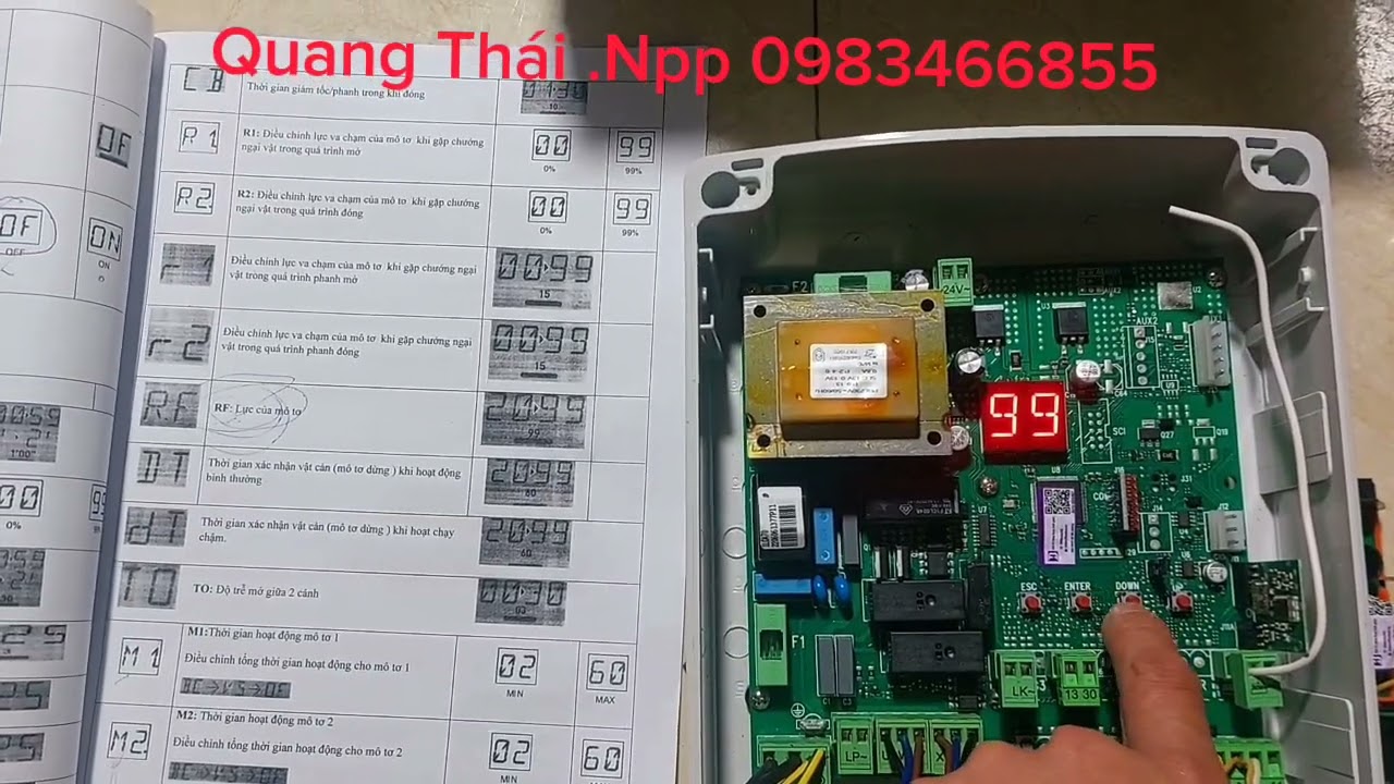 Cách cài đặt moto âm sàn Ditec 230V ( Mạch LCA 70)