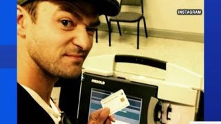 Justin Timberlake Illegal Voting Booth Selfie