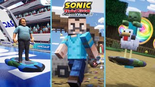 🟦 (MOVIE VOICE) Jack Black Minecraft Steve! feat. CHICKEN JOCKEY - Sonic Racing: CrossWorlds (4K)