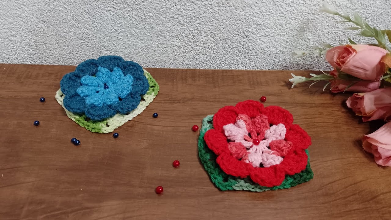 Flor em crochê Jane 🌸 ponto pipoca 