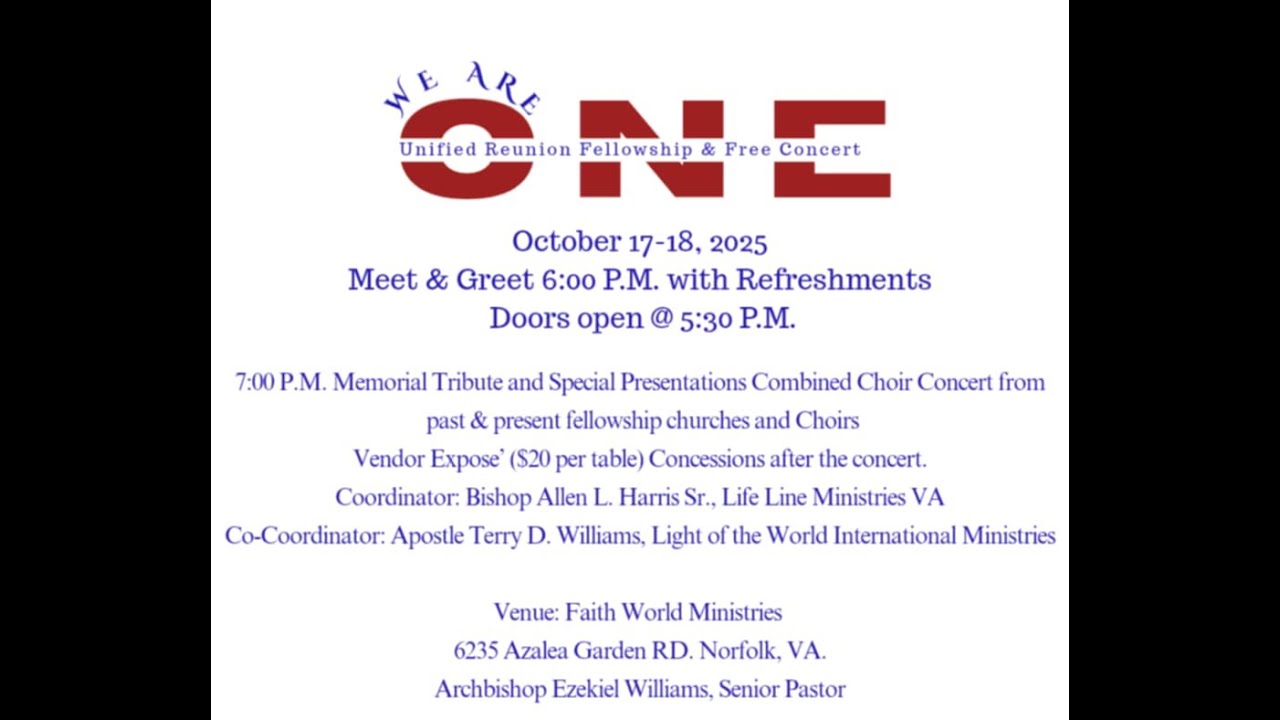 Bishop Allen L. Harris, Sr. - We Are One Unified Reunion Fellowship Concert 2025 Night 1