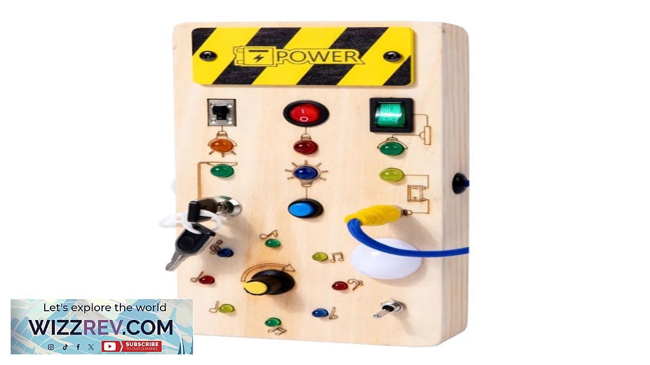 Бизиборд Монтессори, сенсорные игрушки, деревянные, со светодиодной подсветкой, выключателем, пул...