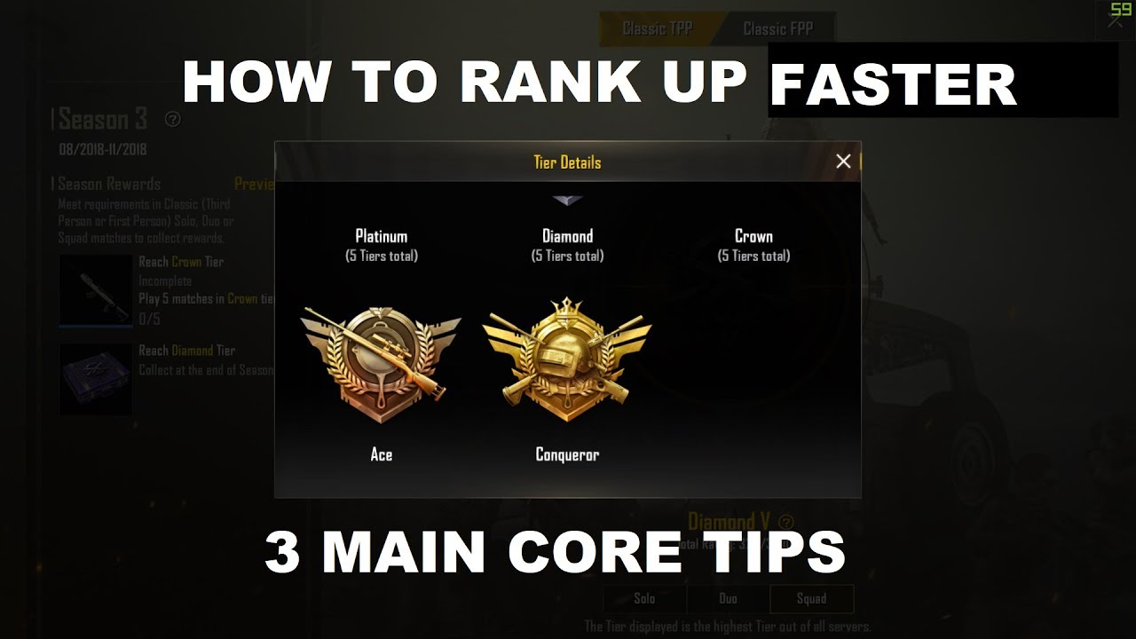 PUBG MOBILE HOW TO RANK UP FASTER, SEASON 3, CONQUEROR IN ...
