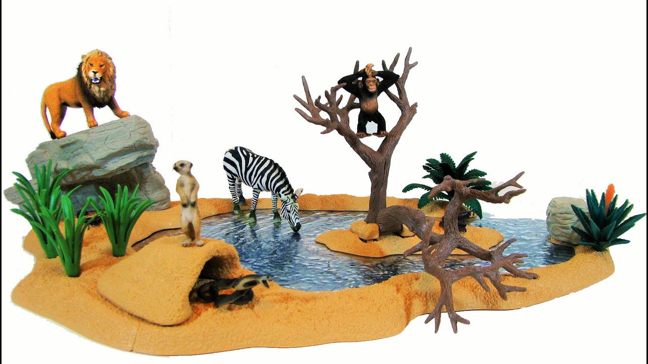 Schleich NEW 2016 Watering Hole Animal Figurines Lion Zebra Wildlife