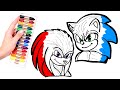 SONIC 2 💥 Colorea a SONIC vs KNUCKLES 🔵⚡🔴 Dibujos para niños