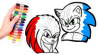 SONIC 2 💥 Colorea a SONIC vs KNUCKLES 🔵⚡🔴 Dibujos para niños