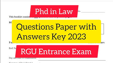 Phd in LAW Question paper 2023 ll RGUCET 2023 ll Answer key ll CUET Phd Law Question Paper 2023