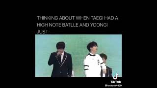 Thinking about when suga and taehyung had a high note battle and suga just 😂