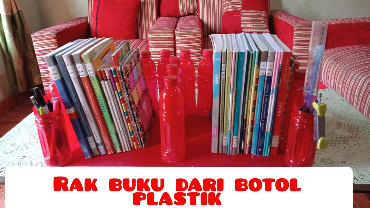 Ide kreatif cara membuat rak buku dari botol plastik 
