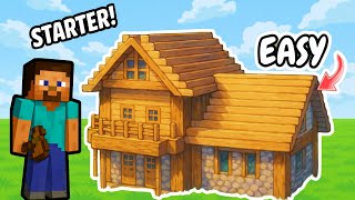 Minecraft Best Easy Starter Survival Wooden House building (Tutorial 2025)#minecraft #trading #video