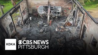 Garage goes up in flames in New Kensington