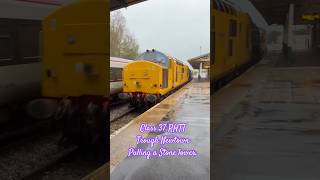 Class 37 locomotive (97304) RHTT through Newtown Powys pulling a Stone blower.