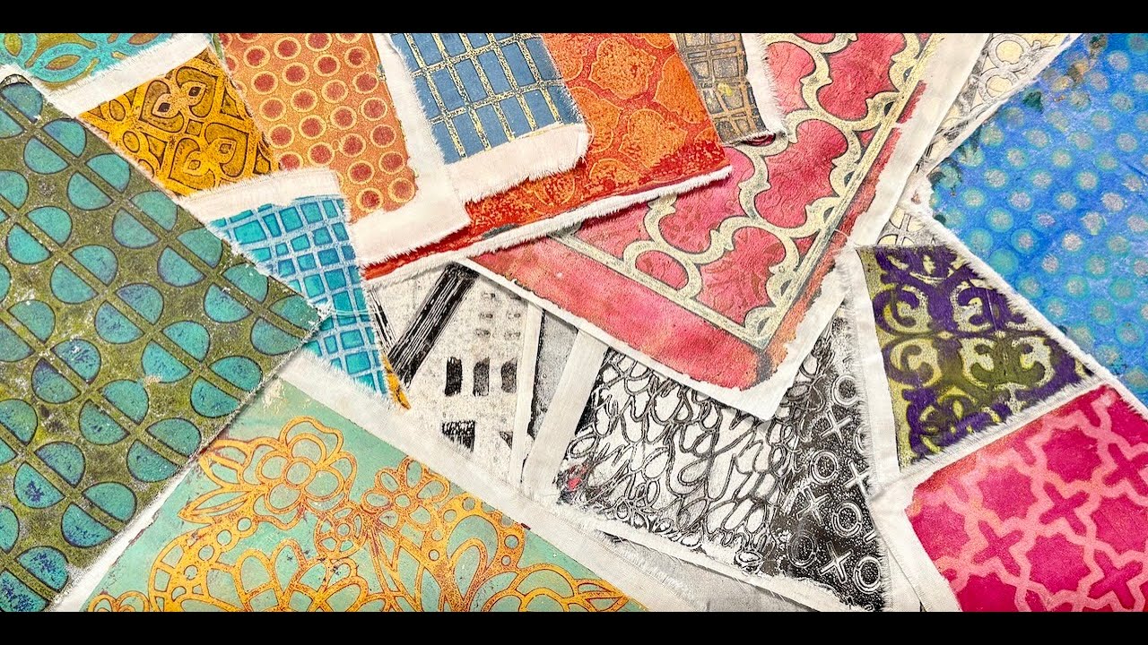 Gel Print Art Ep  15:  Gel Print Directly Onto Fabric Using Stencils