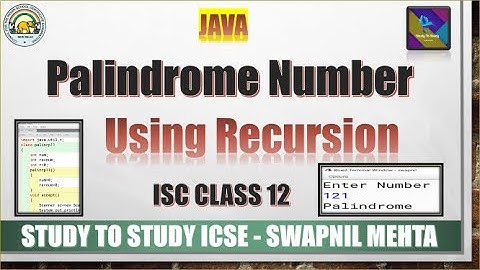Palindrome Number using Recursion In Java | ISC JAVA important recursion questions | ISC Recursion