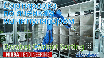 Сортировка на складе по ячейкам манипулятором Dorabot Cabinet Sorting